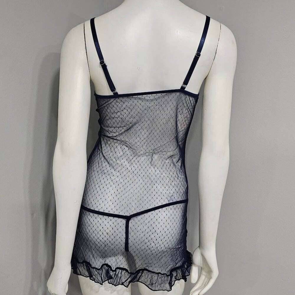 Sheer Lace Blue Babydoll Lingerie Set - Picture 6 of 8